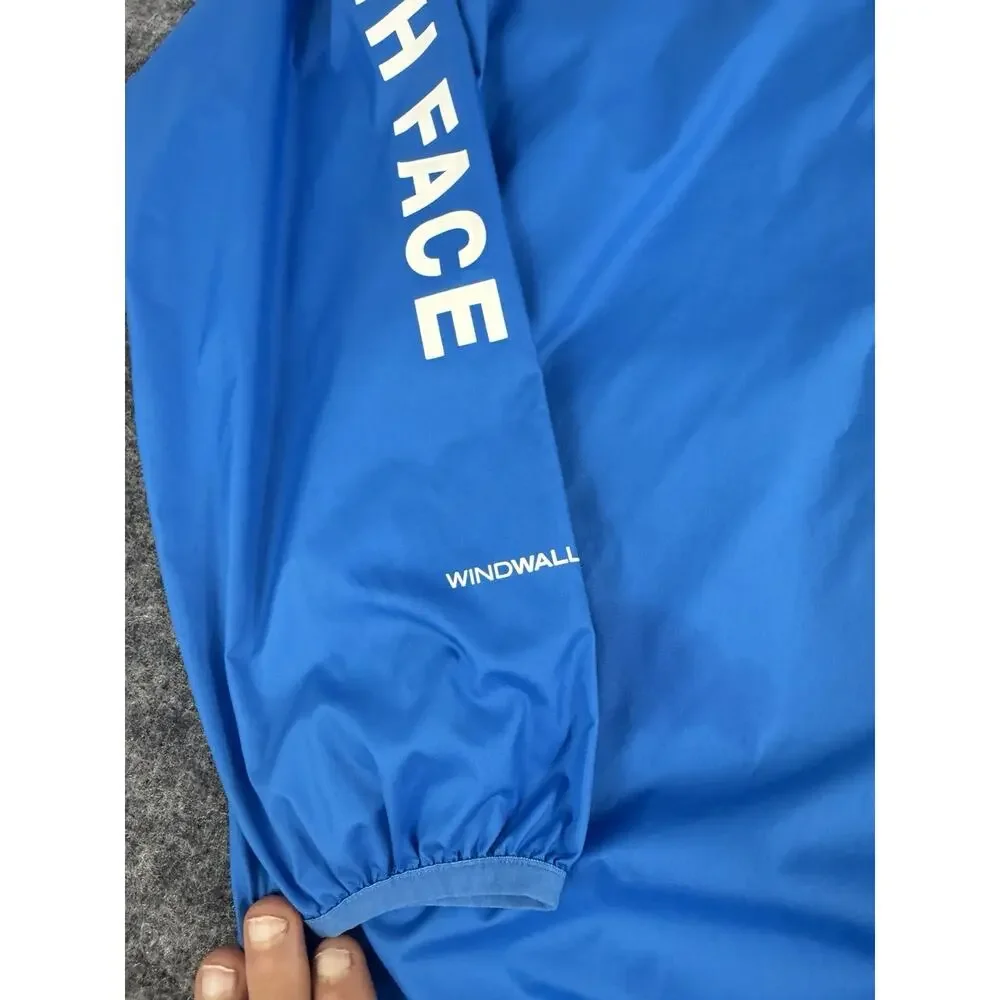 The North Face Jacket Mens Medium Windwall Windbreaker Blue Logo Hooded N157